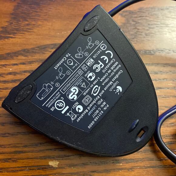 LOGITECH Cordless Optical Mouse M-RAF95 Keyboard Receiver C-B017 UNTESTED - Picture 9 of 10